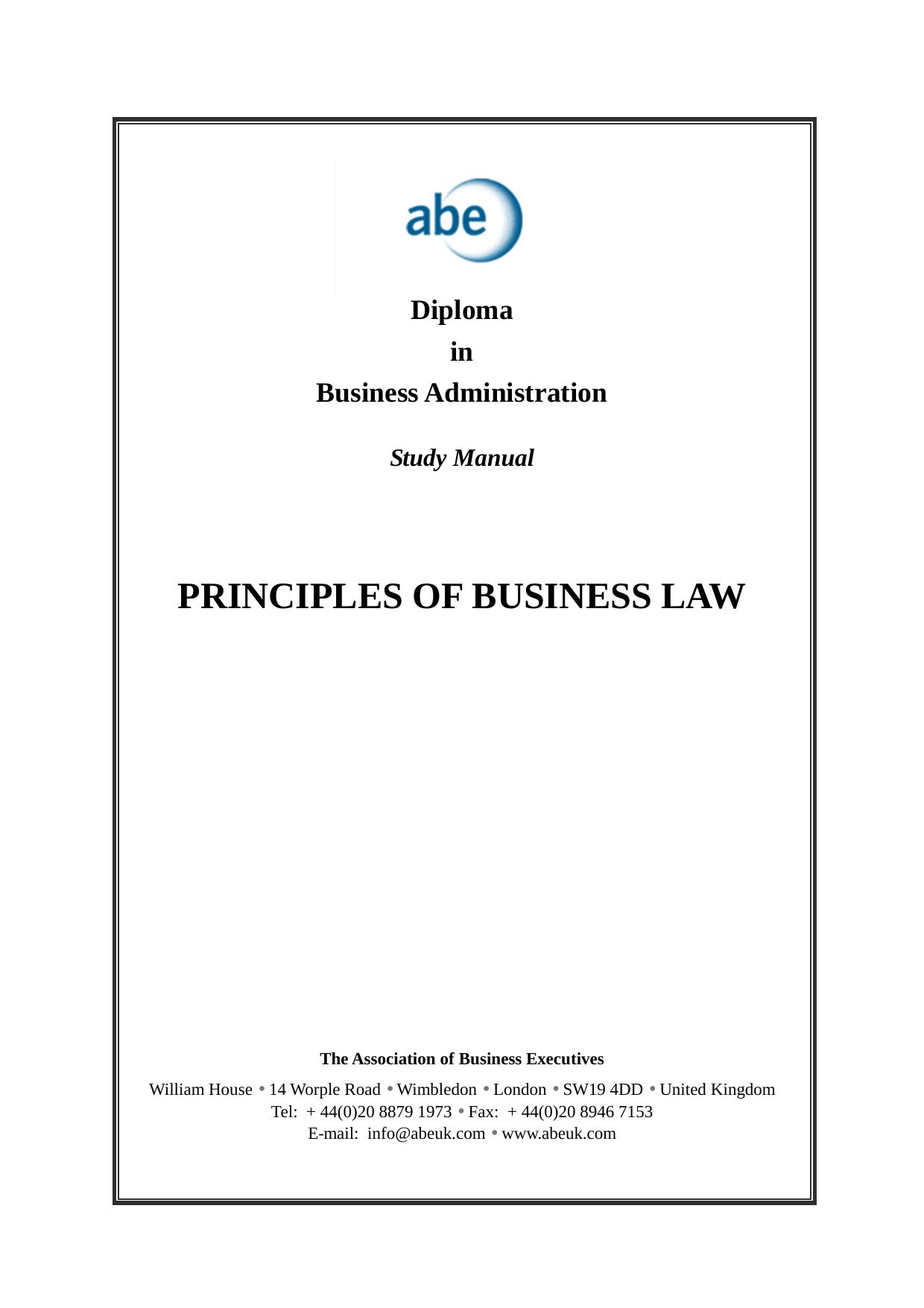 PRINCIPLES OF BUSINESS LAW by RRC BUSINESS TRAINING