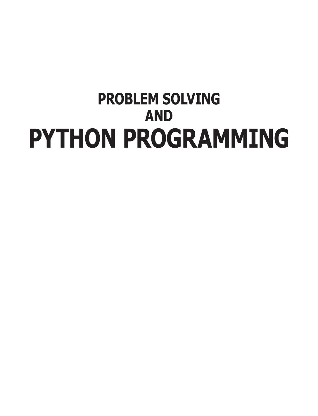 PROBLEM SOLVING AND PYTHON PROGRAMMING KAMTHANE by Unknown