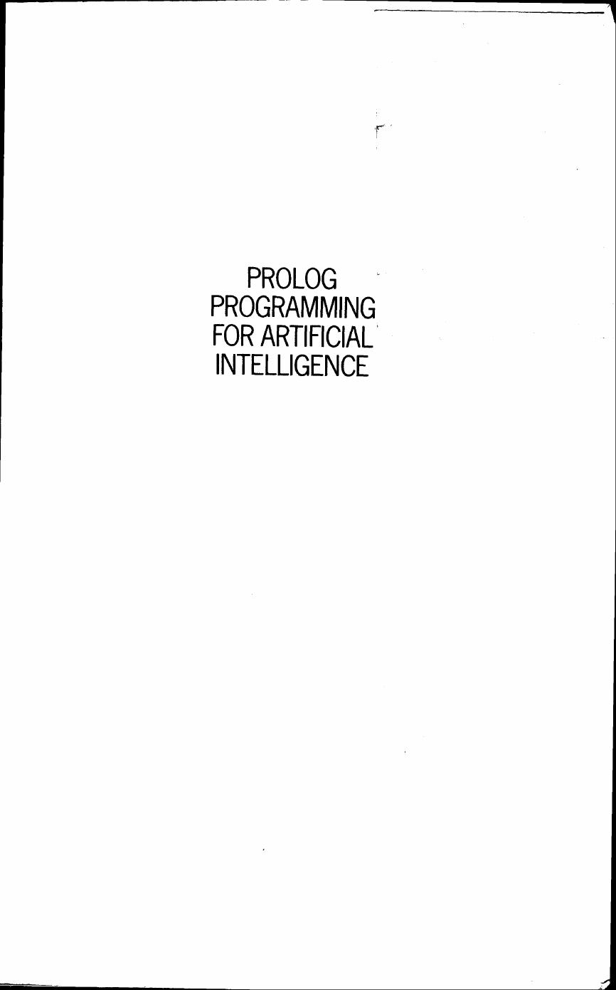PROLOG PROGRAMMING FOR ARTIFICIAL INTELLIGENCE by lvan Bratko
