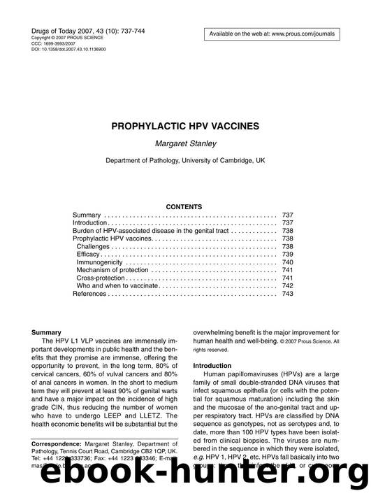 PROPHYLACTIC HPV VACCINES by Prous Science (c) 2007