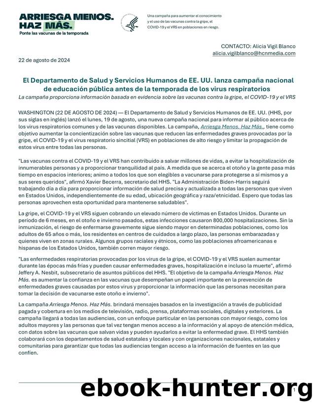 PRV Campaign Launce Press Release Spanish by HHS