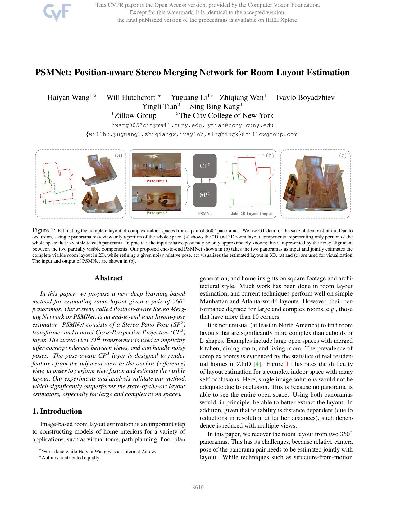 PSMNet: Position-Aware Stereo Merging Network for Room Layout Estimation by unknow