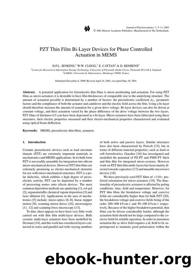 PZT Thin Film Bi-Layer Devices for Phase Controlled Actuation in MEMS by Unknown