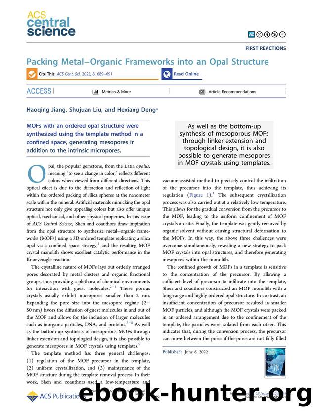 Packing MetalâOrganic Frameworks into an Opal Structure by unknow
