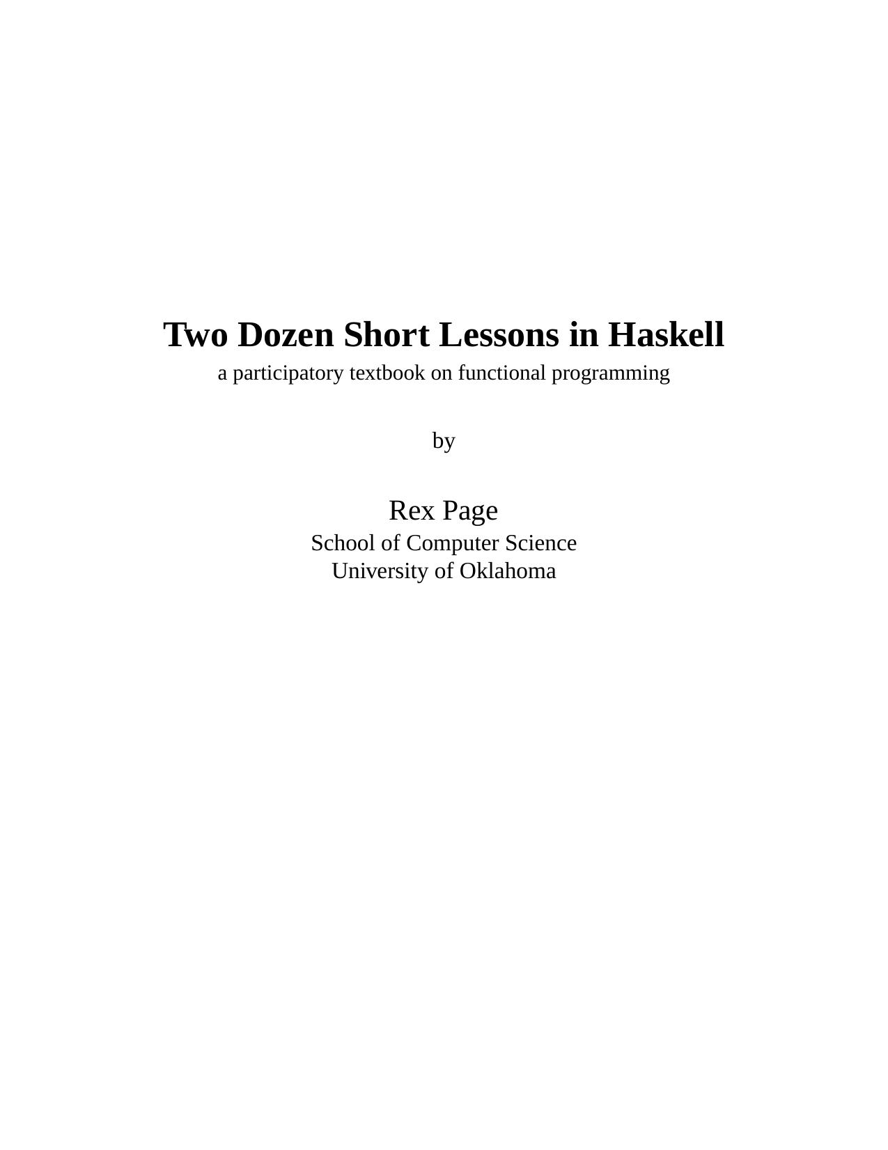 Page R.-Two dozen short lessons in Haskell- Rex Page(1997) by Unknown