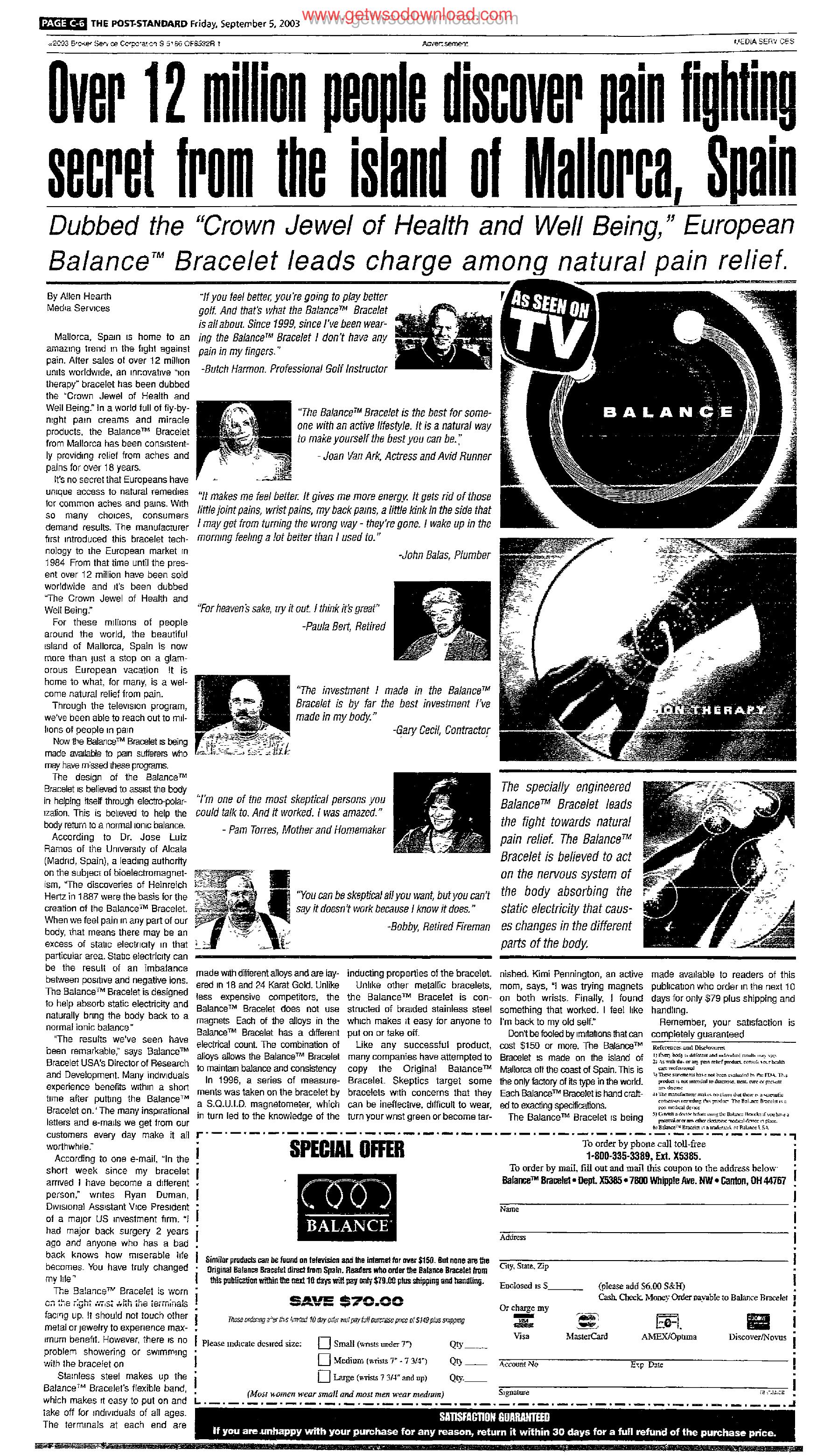 Pain Fighting Secret from the Island of Mallorca by Copyright 2005 Heritage Microfilm Inc. & Newspaperarchive.com
