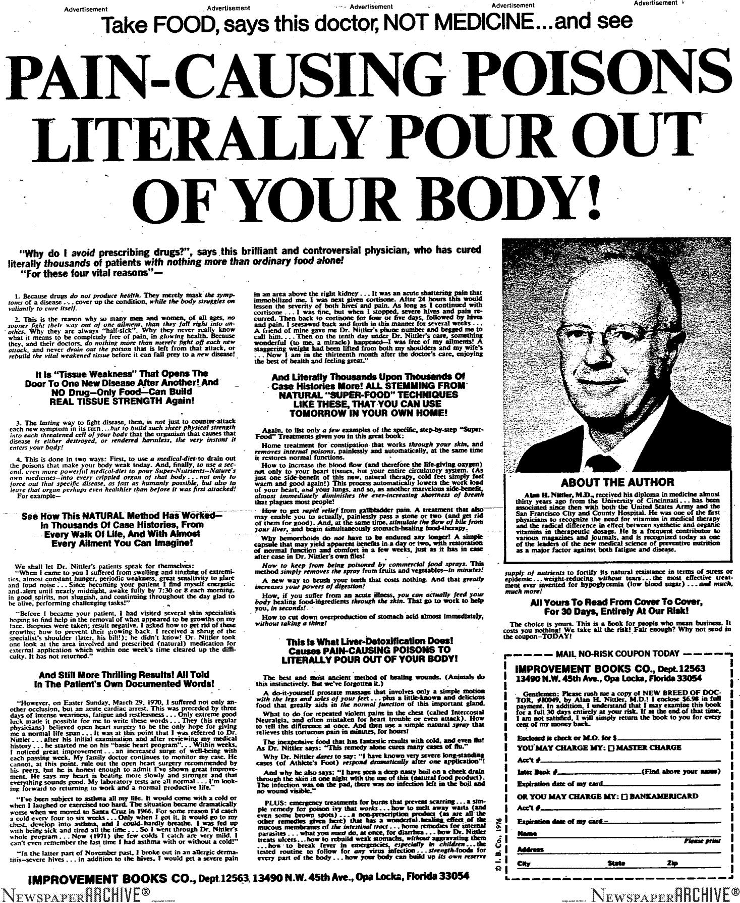 Pain-Causing Poisons Literally Pour Out Of Your Body by Copyright 2005 Heritage Microfilm Inc. & Newspaperarchive.com