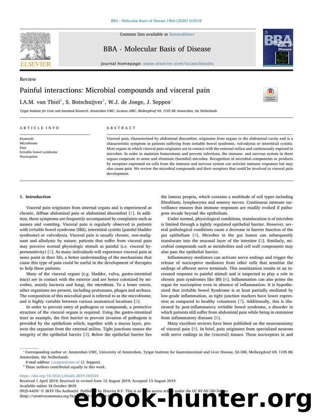 Painful interactions_ Microbial compounds and visceral pain by I.A.M. van Thiel & S. Botschuijver & W.J. de Jonge & J. Seppen