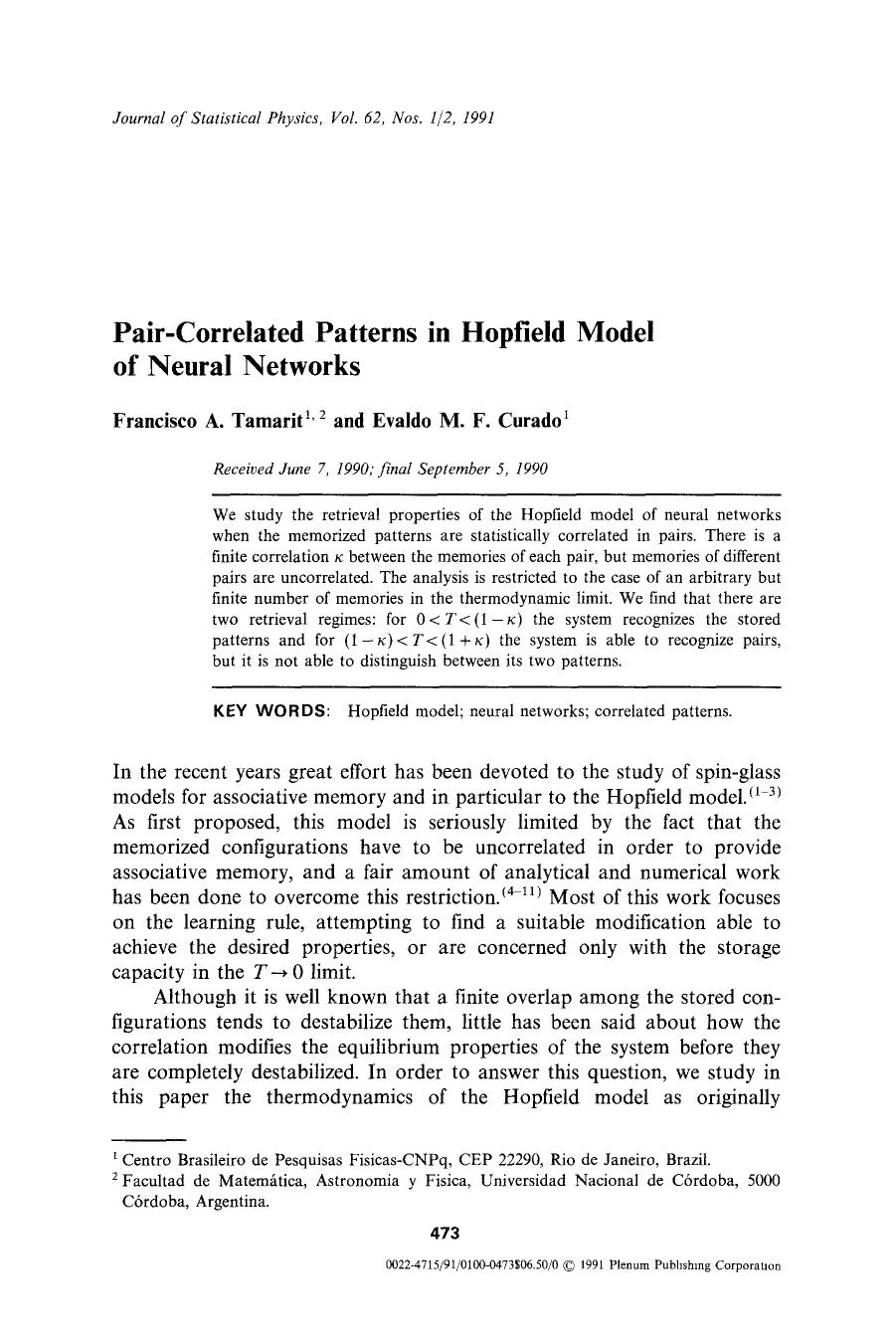Pair-correlated patterns in Hopfield model of neural networks by Unknown