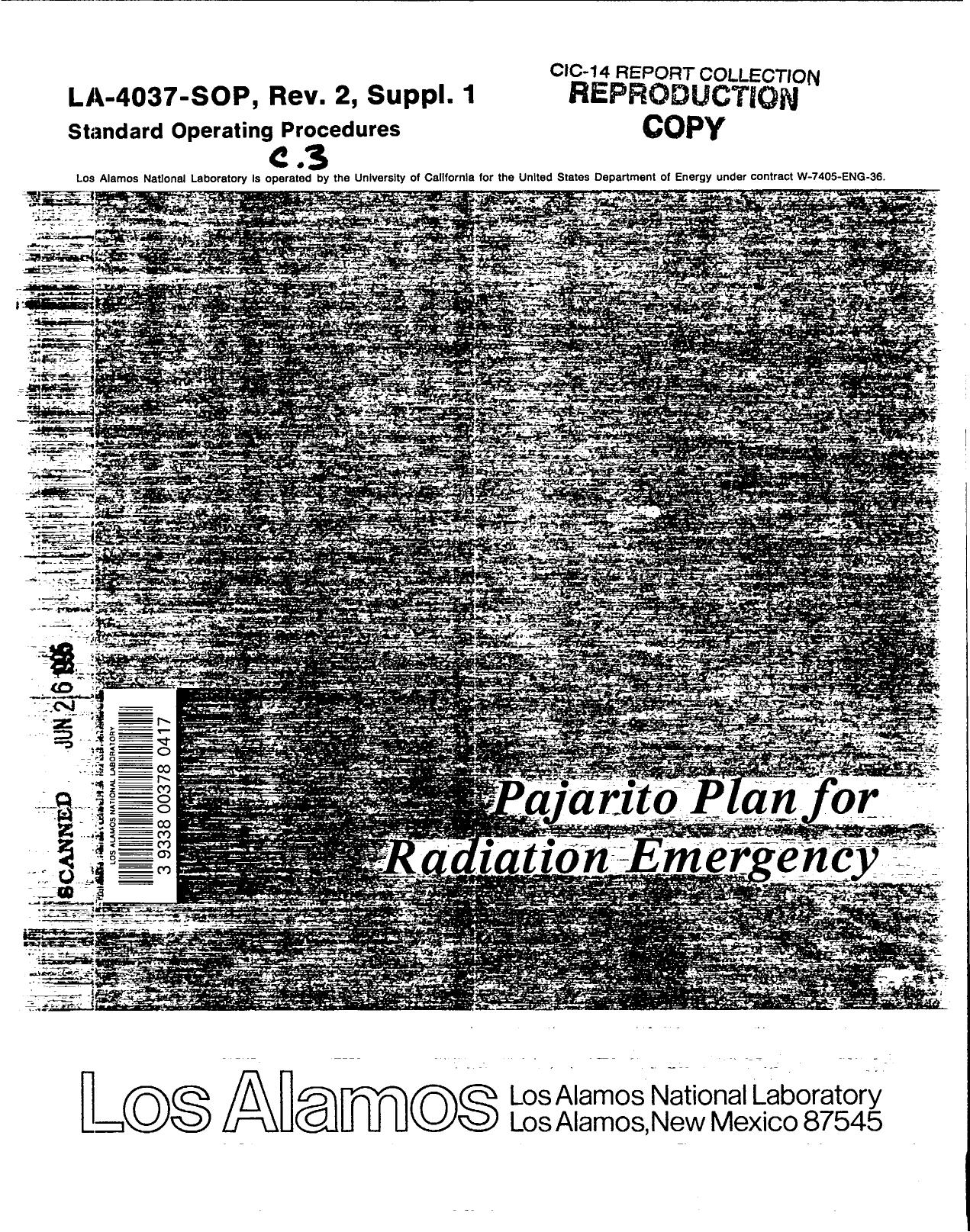 Pajarito Plan for Radiation Emergency LA-4037-SOP-Rev.2-Suppl.1 by LANL Research Library LWW Project