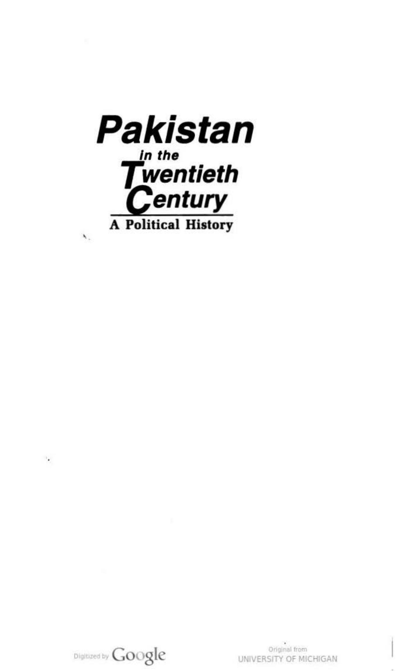 Pakistan in the Twentieth Century: A Political History by Lawrence Ziring