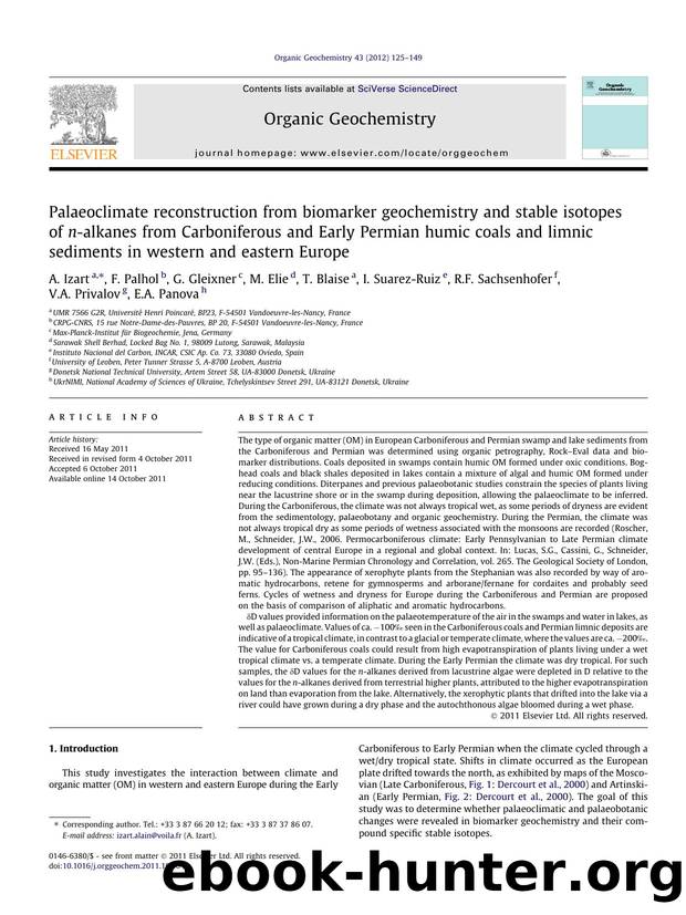 Palaeoclimate reconstruction from biomarker geochemistry and stable isotopes of n-alkanes from Carboniferous and Early Permian humic coals and limnic sediments in western and eastern Europe by unknow