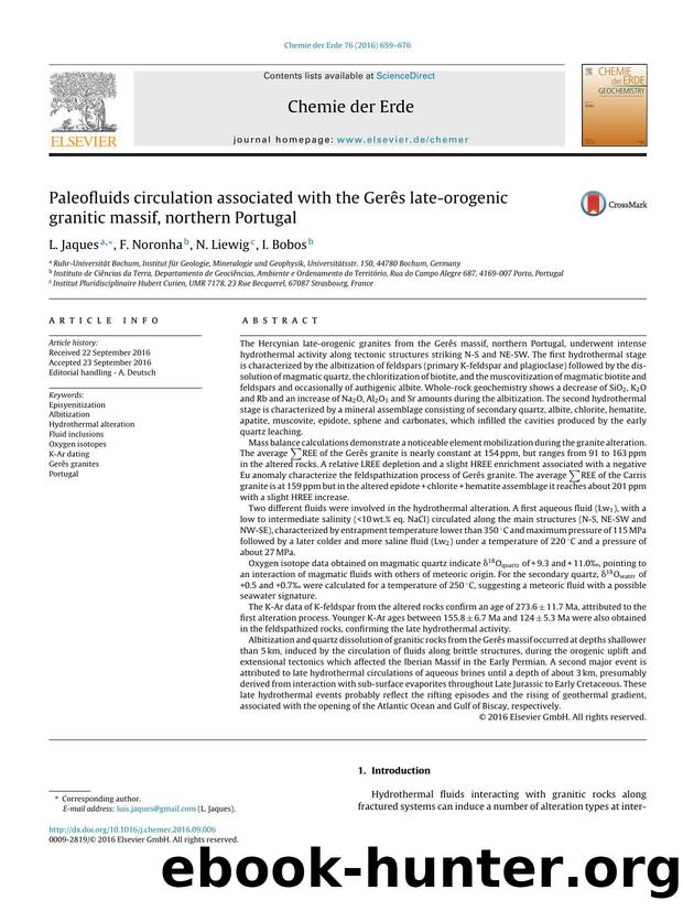 Paleofluids circulation associated with the GerÃªs late-orogenic granitic massif, northern Portugal by L. Jaques & F. Noronha & N. Liewig & I. Bobos