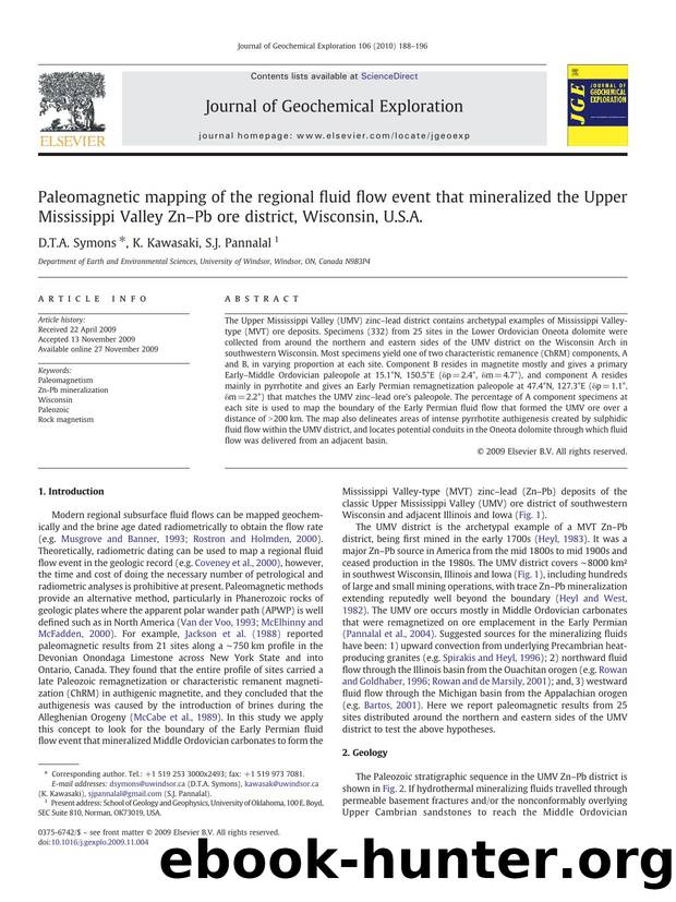 Paleomagnetic mapping of the regional fluid flow event that mineralized the Upper Mississippi Valley ZnâPb ore district, Wisconsin, U.S.A. by D.T.A. Symons; K. Kawasaki; S.J. Pannalal