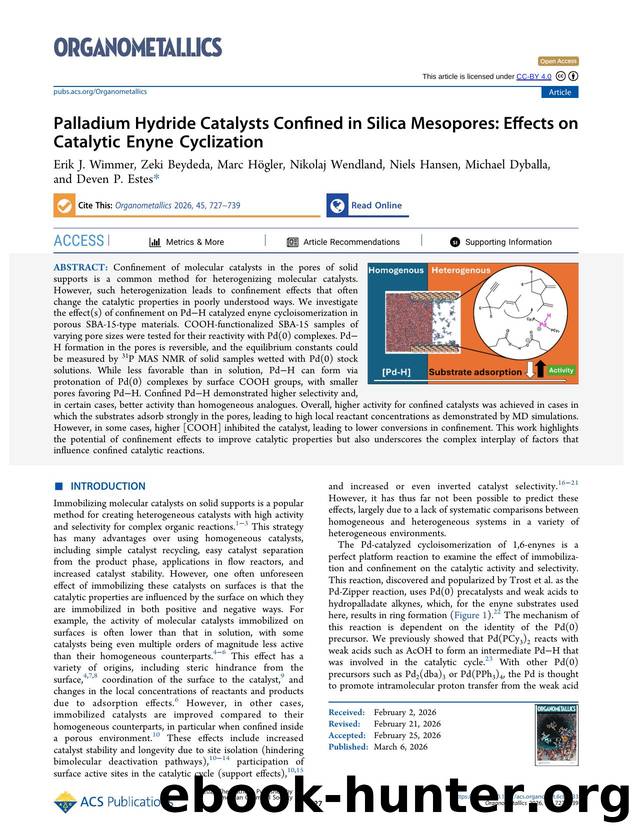 Palladium Hydride Catalysts Confined in Silica Mesopores: Effects on Catalytic Enyne Cyclization by unknow
