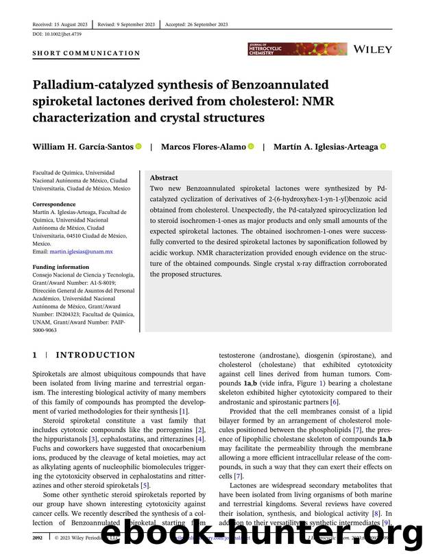 PalladiumâCatalyzed Synthesis of Benzoannulated Spiroketal Lactones Derived from Cholesterol. NMR Characterization and Crystal Structures by Unknown
