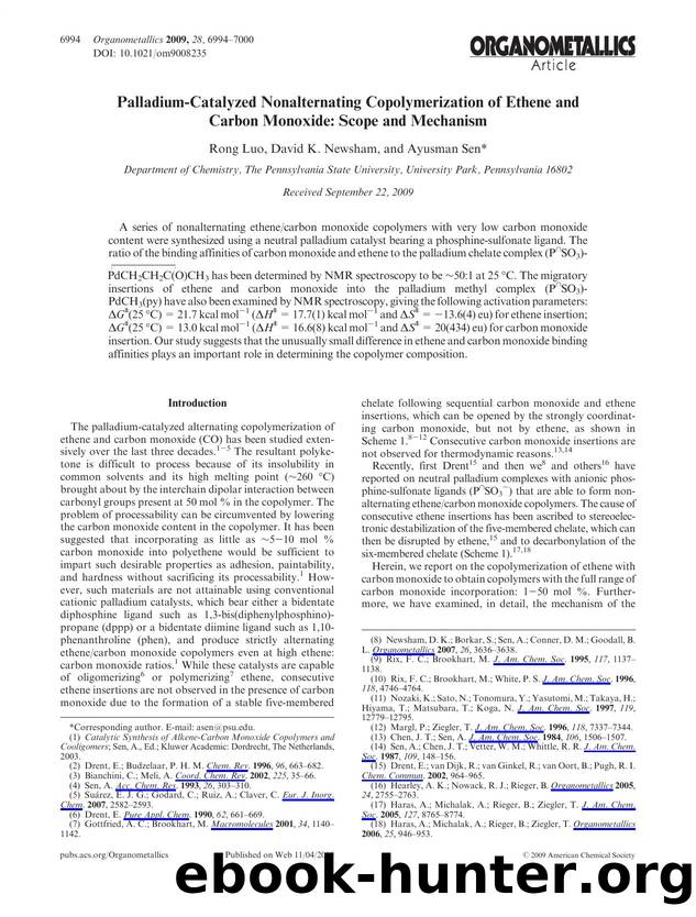Palladium-Catalyzed Nonalternating Copolymerization of Ethene and Carbon Monoxide: Scope and Mechanism by Unknown