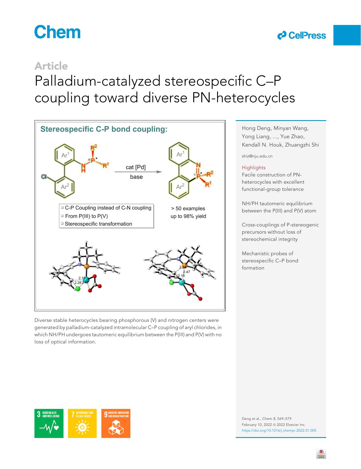 Palladium-catalyzed stereospecific C-P coupling toward diverse PN-heterocycles by unknow