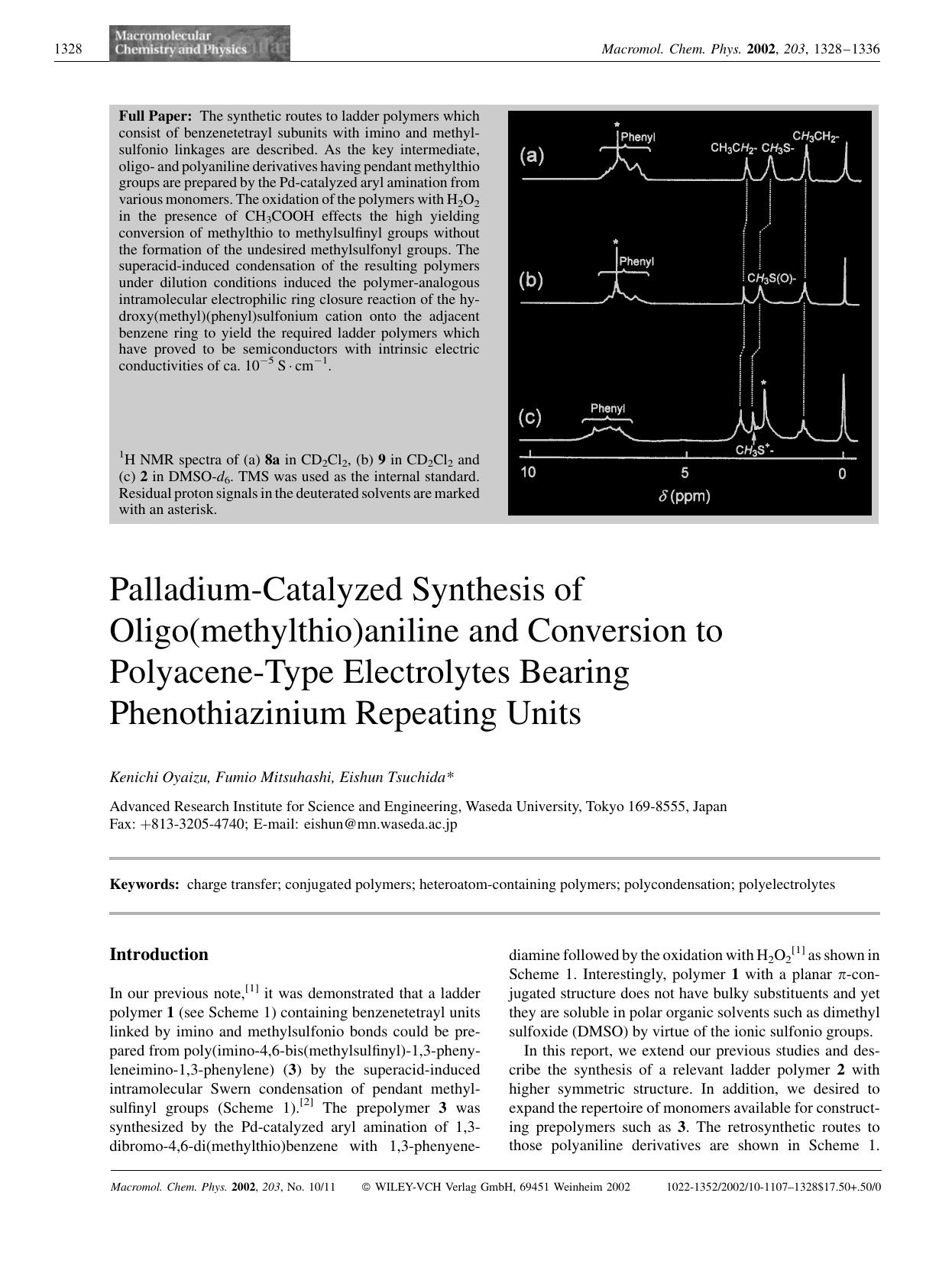 Palladium-catalyzed synthesis of oligo(methylthio)aniline and conversion to polyacene-type electrolytes bearing phenothiazinium repeating units by unknow