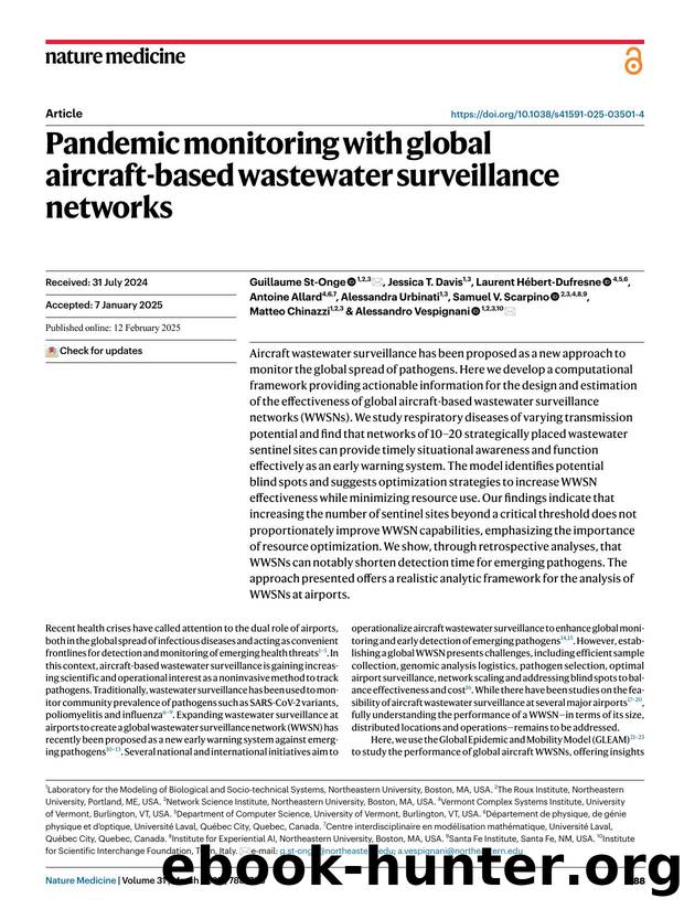 Pandemic monitoring with global aircraft-based wastewater surveillance networks by unknow