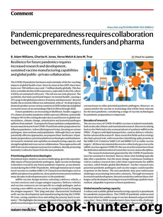 Pandemic preparedness requires collaboration between governments, funders and pharma by B. Adam Williams & Charles H. Jones & Verna Welch & Jane M. True