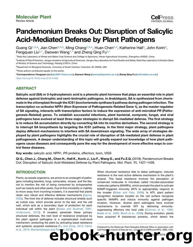 Pandemonium Breaks Out: Disruption of Salicylic Acid-Mediated Defense by Plant Pathogens by unknow