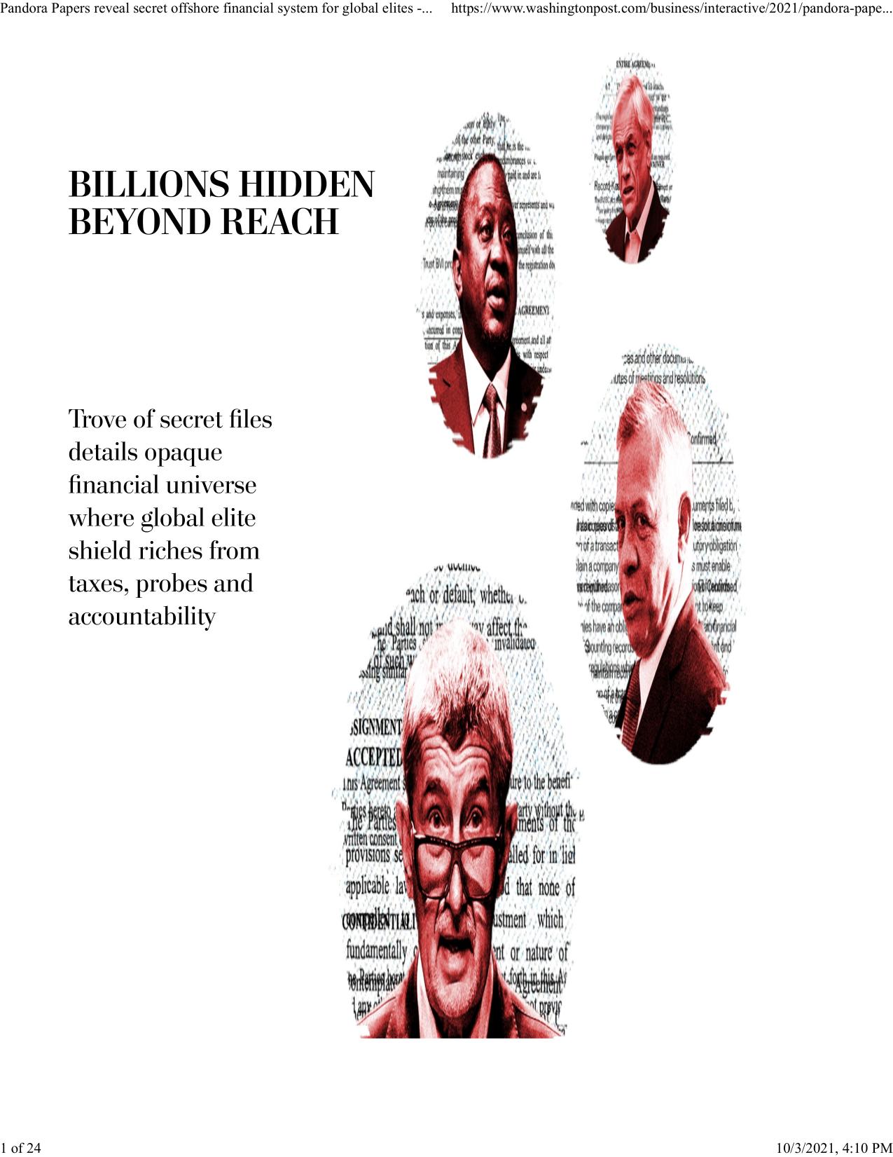 Pandora Papers | A global investigation Billions hidden beyond reach by Greg Miller Debbie Cenziper and Peter Whoriskey