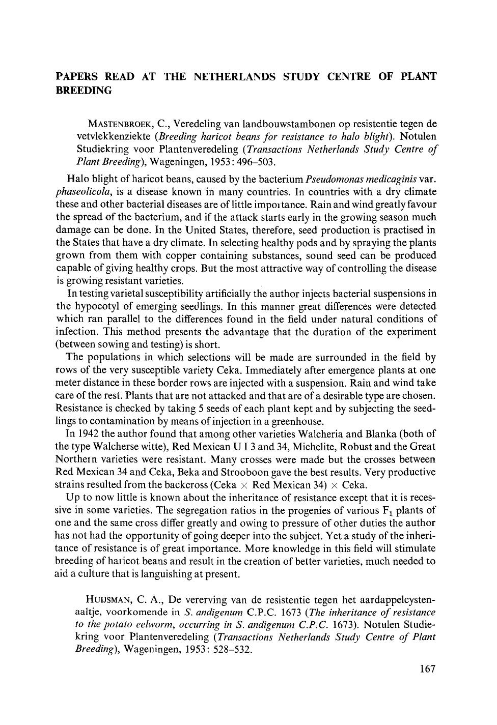 Papers read at the Netherlands study centre of plant breeding by Unknown