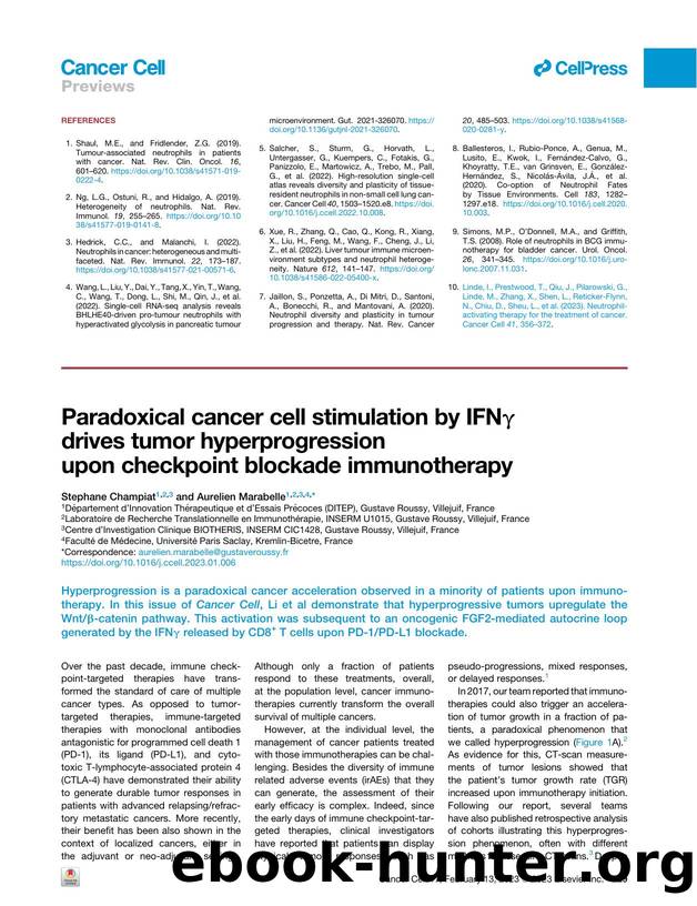 Paradoxical cancer cell stimulation by IFN&gamma; drives tumor hyperprogression upon checkpoint blockade immunotherapy by Stephane Champiat & Aurelien Marabelle