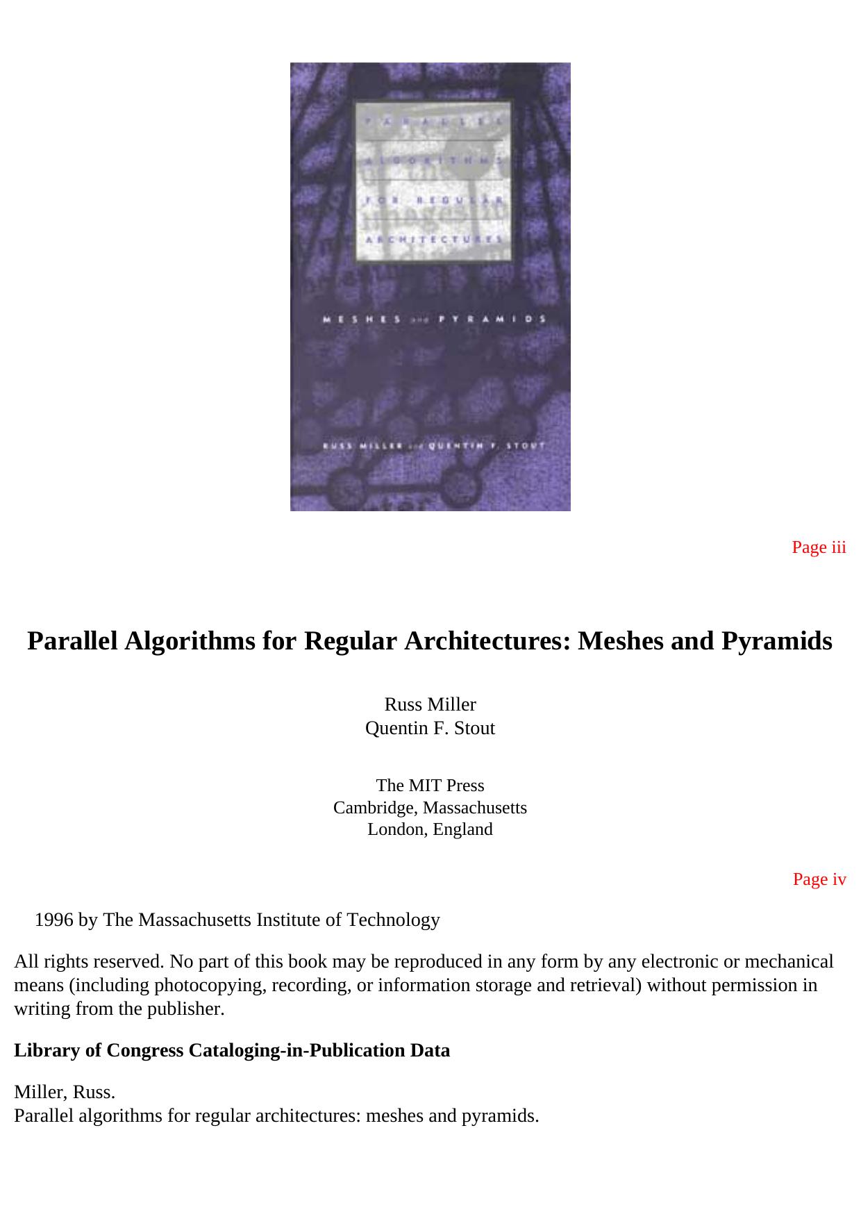 Parallel Algorithms for Regular Architectures: Meshes and Pyramids by unknow