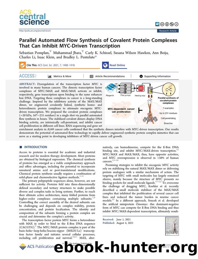 Parallel Automated Flow Synthesis of Covalent Protein Complexes That Can Inhibit MYC-Driven Transcription by unknow