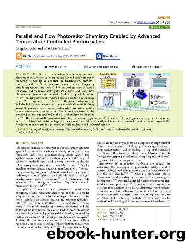 Parallel and Flow Photoredox Chemistry Enabled by Advanced Temperature-Controlled Photoreactors by Oleg Borodin and Matthias Schmid