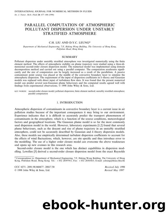 Parallel computation of atmospheric pollutant dispersion under unstably stratified atmosphere by Unknown