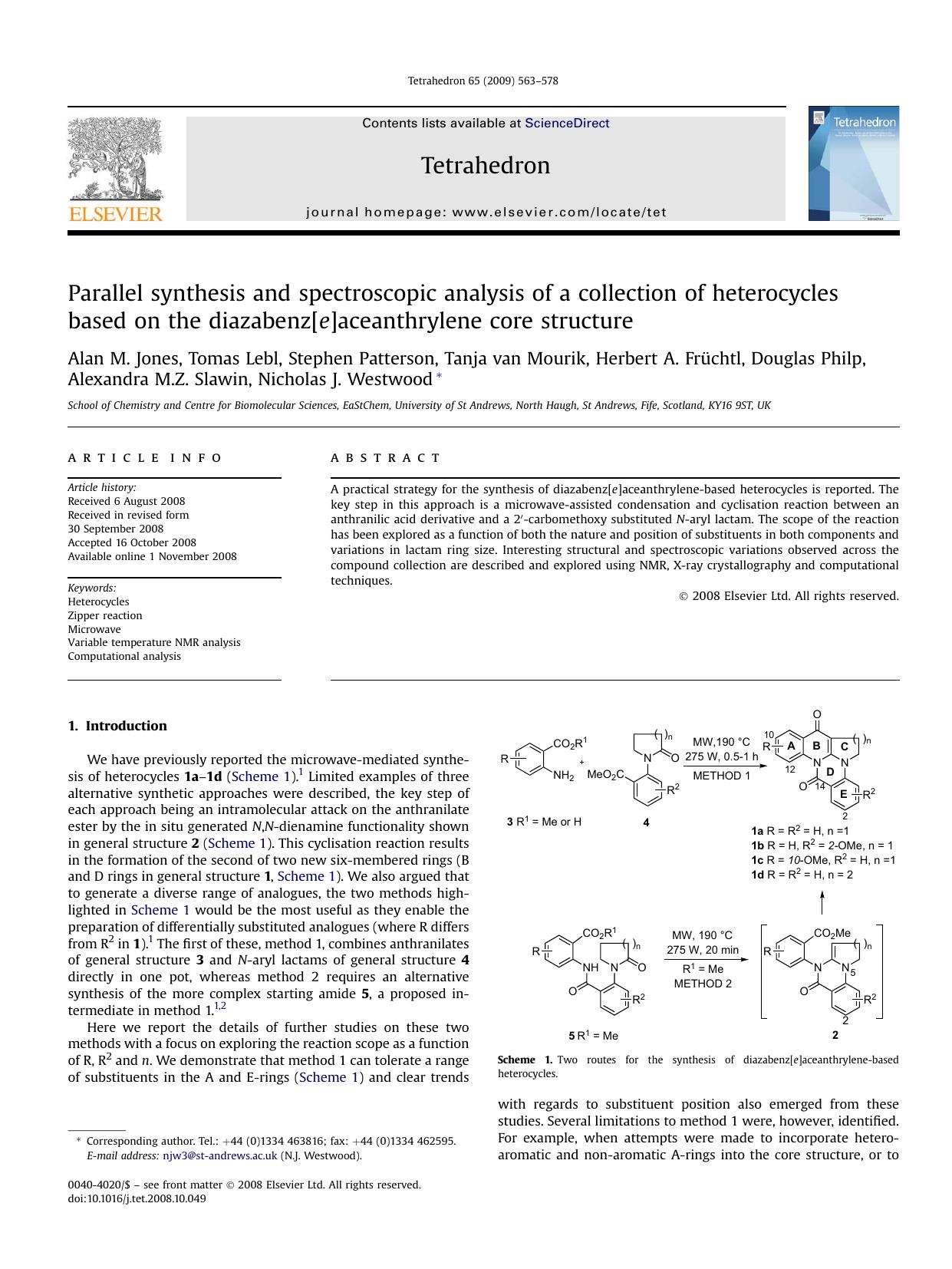 Parallel synthesis and spectroscopic analysis of a collection of heterocycles based on the diazabenz[e]aceanthrylene core structure by unknow