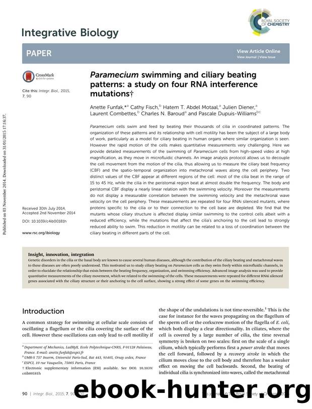 Paramecium swimming and ciliary beating patterns: a study on four RNA interference mutations by unknow