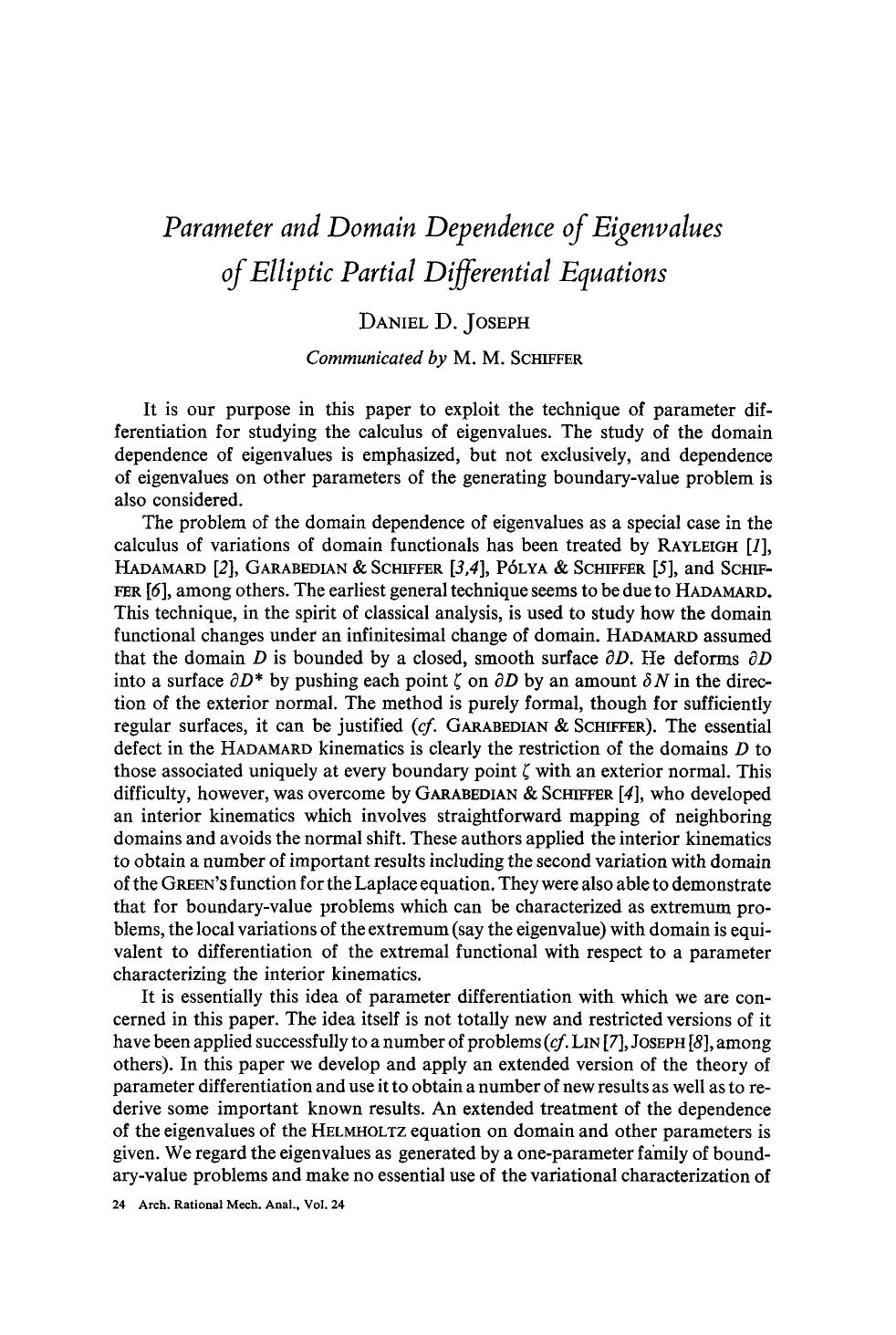 Parameter and domain dependence of eigenvalues of elliptic partial differential equations by Unknown