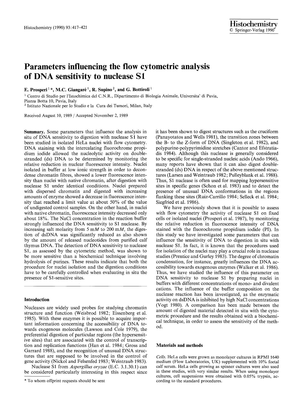 Parameters influencing the flow cytometric analysis of DNA sensitivity to nuclease S1 by Unknown