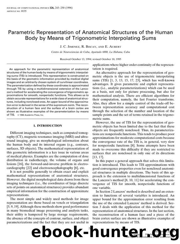 Parametric Representation of Anatomical Structures of the Human Body by Means of Trigonometric Interpolating Sums by Jimenez J. C. et al