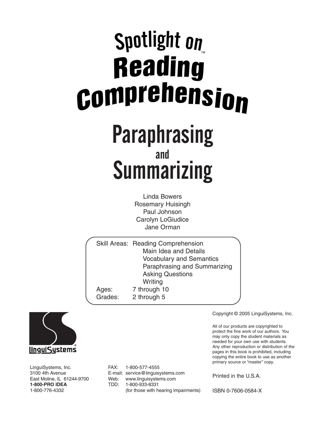 Paraphrasing and Summarizing.qxd by KEG4856