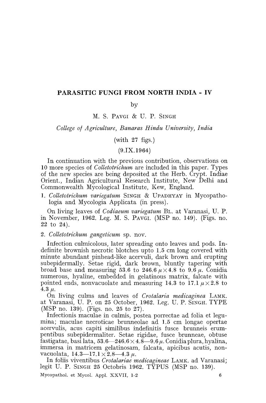 Parasitic fungi from North India - IV by Unknown