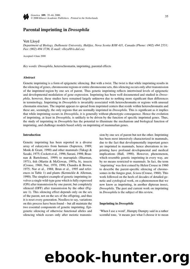 Parental Imprinting in Drosophila by Unknown