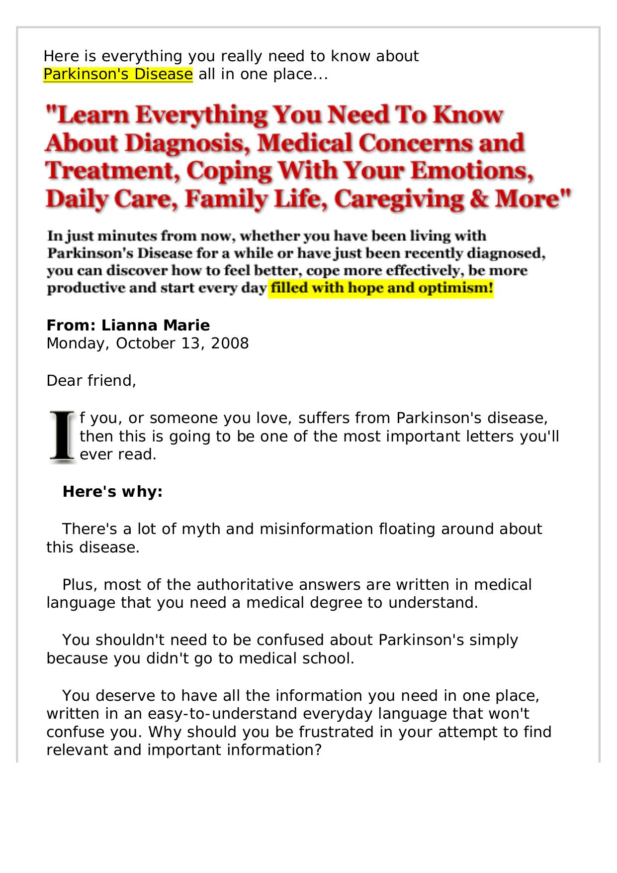 Parkinsons Disease- Best-Selling Book On The Internet. by Best of Kuszter's Collection