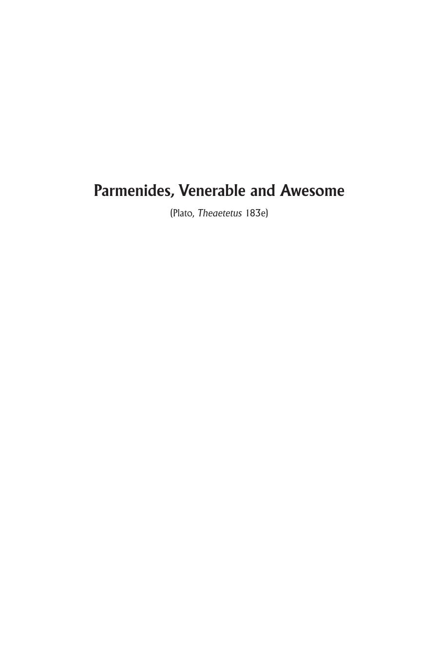 Parmenides, Venerable and Awesome. Plato, Theaetetus 183e: Proceedings of the International Symposium by Cordero Nestor-Luis