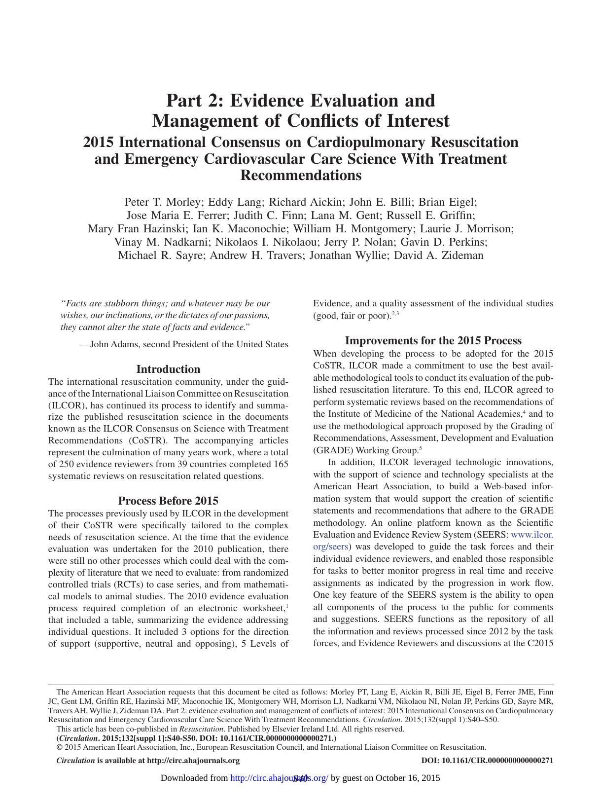 Part 2 Evidence Evaluation and Management of Conflicts of Interest by Unknown