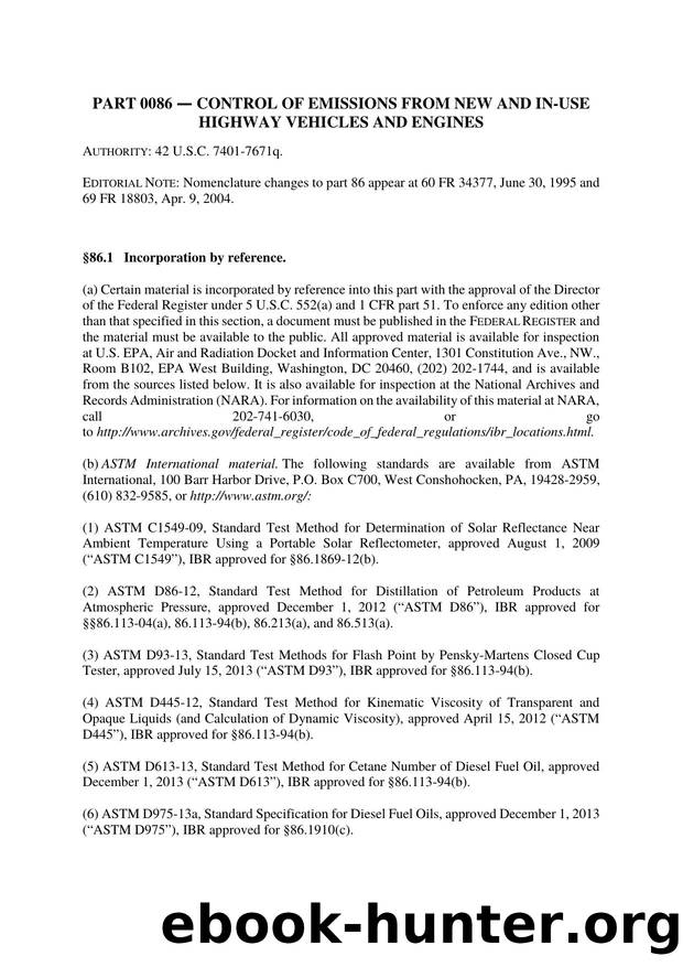 Part 40 - Title 86 - Control of Emissions from New and In-Use Highway Vehicles and Engines by Regs4Ships - 06/07/2018