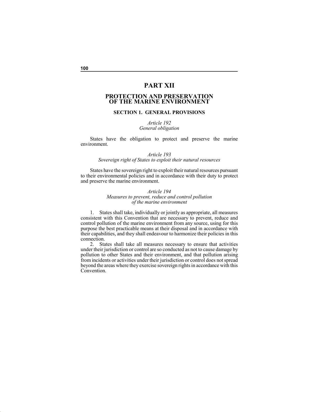 Part XII - Protection and Preservation of the Marine Environment by Redistributed by Regs4ships Ltd