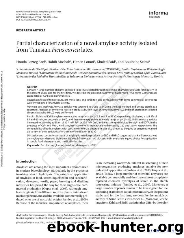 Partial characterization of a novel amylase activity isolated from Tunisian Ficus carica latex by Houda Lazreg Aref Habib Mosbah Hanen Louati Khaled Said & Boulbaba Selmi