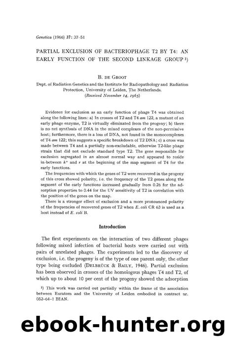 Partial exclusion of bacteriophage T2 by T4: An early function of the second linkage group by Unknown