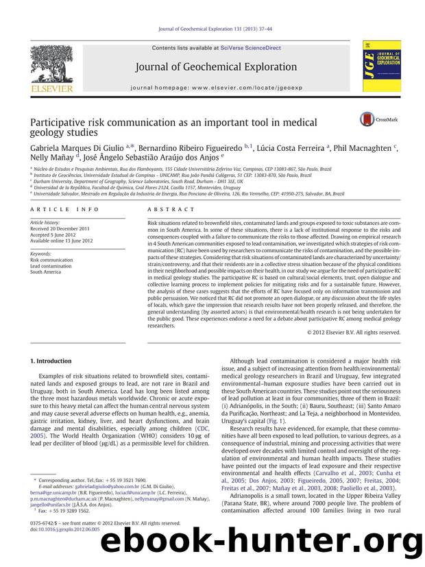 Participative risk communication as an important tool in medical geology studies by unknow