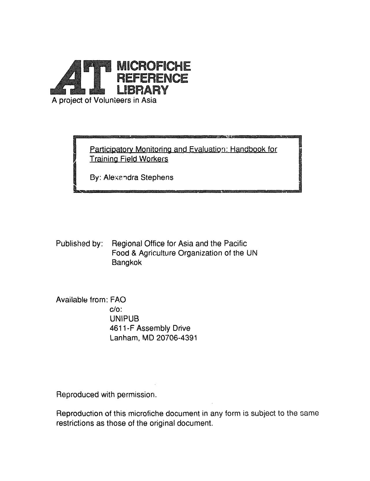 Participatory Monitoring and Evaluation by Unknown